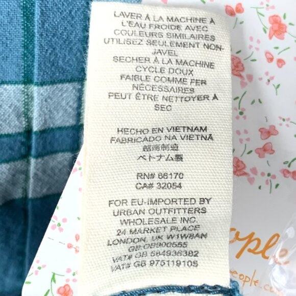 FREE PEOPLE NWT Button Up Plaid Blue Blouse Top Shirt – Small - Picture 14 of 15